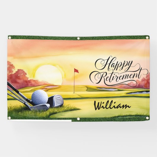 Golf Pensioen met golfbaan en golfernaam Spandoek (Horizontaal)