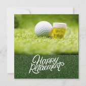 Golf pensioen met golfbal en bier op groen kaart (Voorkant)