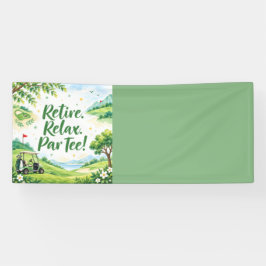 Golf Pensioen met pensioen ontspannen bij tee voor Spandoek