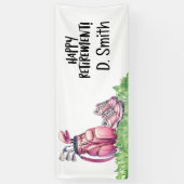 Golf pensioen met roze golftas voor vrouw spandoek (Verticaal)