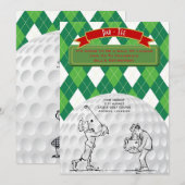 Golf Pensioen Partij Nodigt  Retro Kaart (Voorkant / Achterkant)