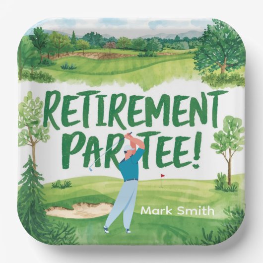 Golf pensioen voor golfer papieren bordje (Voorkant)