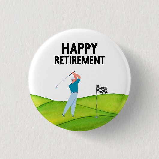 Golf pensioen voor golfer ronde button 3,2 cm (Voorkant)