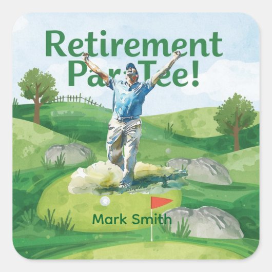 Golf pensioen voor golfer vierkante sticker (Voorkant)