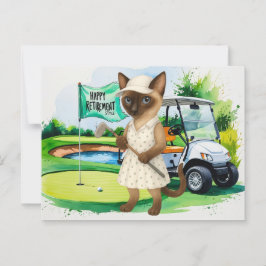 Golf pensioen voor Siamese Cat liefhebbers Briefkaart