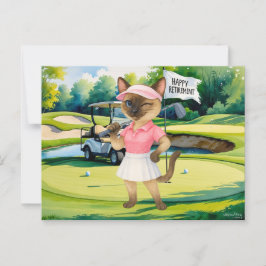Golf pensioen voor Siamese Cat liefhebbers Briefkaart