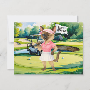 Golf pensioen voor Siamese Cat liefhebbers Briefkaart