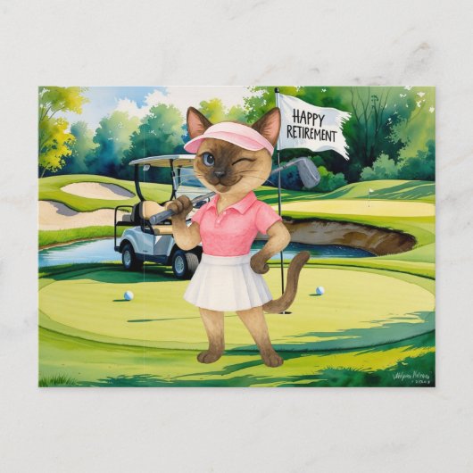 Golf pensioen voor Siamese Cat liefhebbers Briefkaart (Voorkant)
