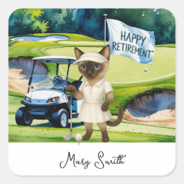 Golf pensioen voor Siamese Cat liefhebbers Vierkante Sticker