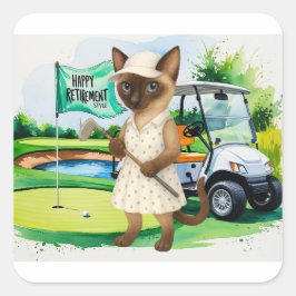 Golf pensioen voor Siamese Cat liefhebbers Vierkante Sticker