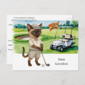 Golf Pensioen voor Siamese Cat Lovers Uitnodiging (Voorkant / Achterkant)