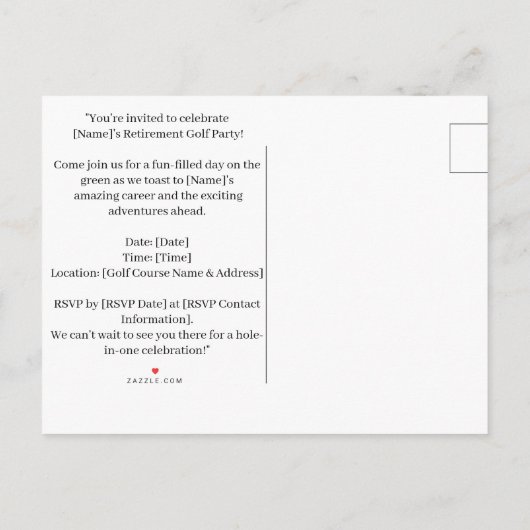 Golf Pensioen voor Siamese Cat Lovers Uitnodiging (Achterkant)