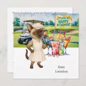 Golf Pensioen voor Siamese Cat Lovers Uitnodiging (Voorkant / Achterkant)
