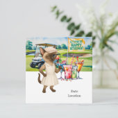 Golf Pensioen voor Siamese Cat Lovers Uitnodiging (Staand voorkant)