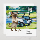 Golf Pensioen voor Siamese Cat Lovers Uitnodiging (Voorkant / Achterkant)