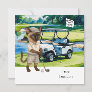 Golf Pensioen voor Siamese Cat Lovers Uitnodiging