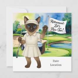 Golf Pensioen voor Siamese Cat Lovers Uitnodiging