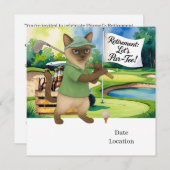Golf Pensioen voor Siamese Cat Lovers Uitnodiging (Voorkant / Achterkant)