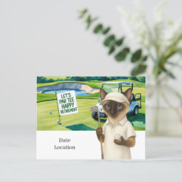 Golf Pensioen voor Siamese Cat Lovers Uitnodiging Briefkaart
