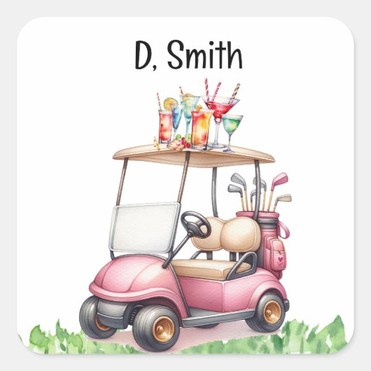 Golf pensioen voor vrouwelijke golfer vierkante sticker (Voorkant)