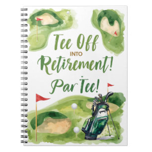 Golf pensioenfeest met golftas op groen notitieboek