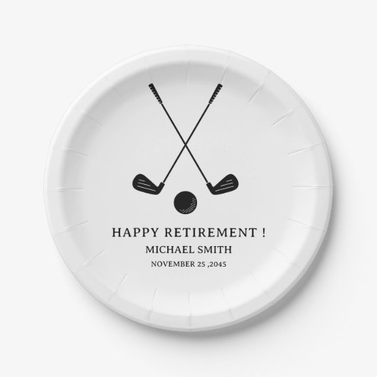 Golf Pensioenfeestje Papieren Bordje (Voorkant)