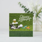 Golf-pensionering met bier op golfkartongolfer kaart (Staand voorkant)