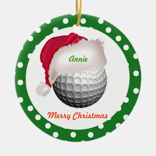 Golf personaliseert sierbal Santa Ball Keramisch Ornament (Voorkant)