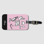 Golf pet vlag t-shirt roze pasteldame bagagelabel (Voorkant (horizontaal))