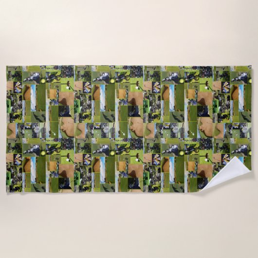 Golf Photo Collage, Beach Towel Strandlaken (Voorkant)