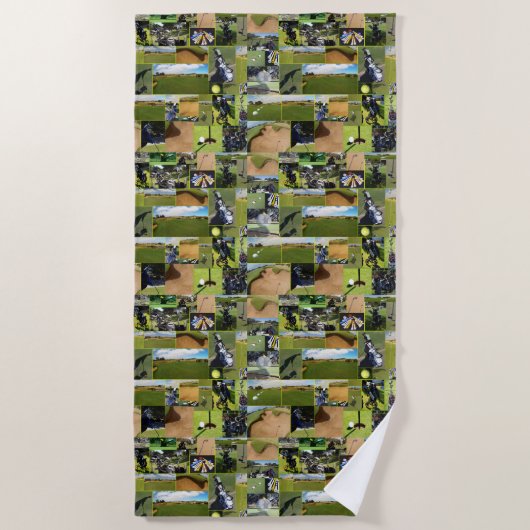 Golf Photo Collage, Beach Towel Strandlaken (Voorkant)