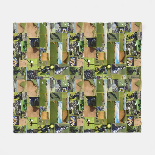 Golf Photo Collage Fleece Deken (Voorkant (Horizontaal))
