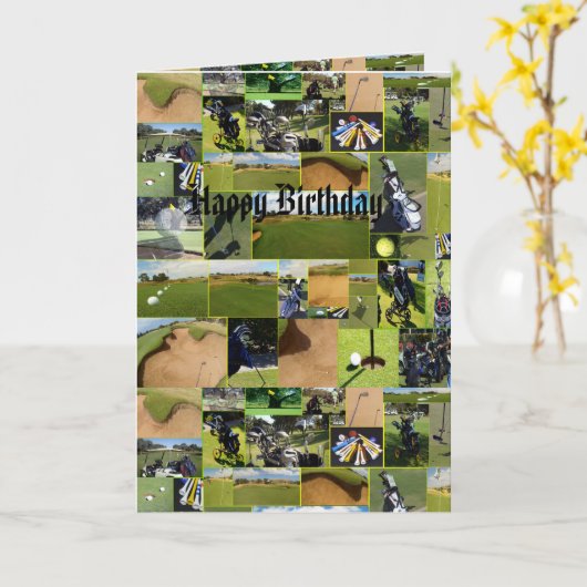 Golf Photo Collage, Funny Birthday Kaart (Gele Bloem)