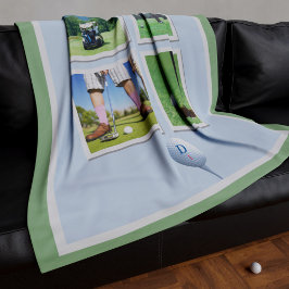 Golf Photo Collage Personalized Fleece Blanket