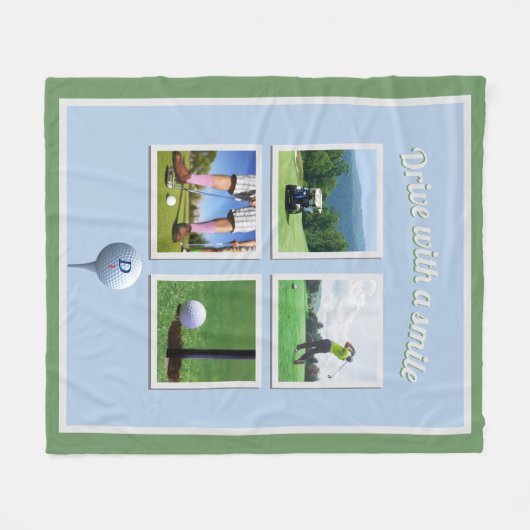 Golf Photo Collage Personalized Fleece Blanket (Voorkant (Horizontaal))