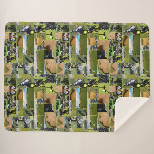 Golf Photo Collage Sherpa Deken (Voorkant (horizontaal))