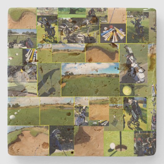 Golf Photo Collage Stenen Onderzetter (Voorkant)