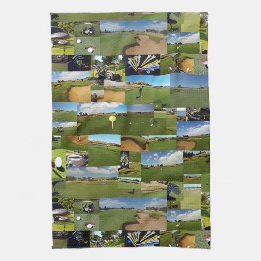 Golf Photo Collage, Tea Towel Theedoek (Verticaal)