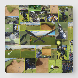 Golf Photo Collage Vierkante Klok