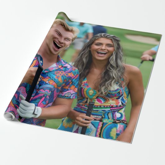 Golf Photo Customize Personalize Cadeaupapier (Uitgerold)