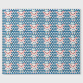 Golf Pig Golfer op blauwe achtergrond Cadeaupapier (Vlak)