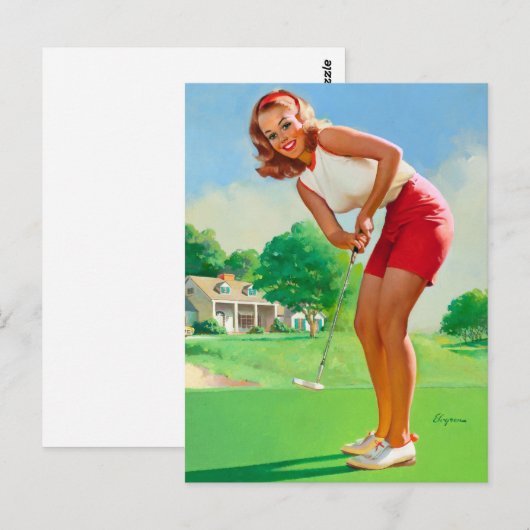 Golf Pin Up Briefkaart (Voorkant / Achterkant)