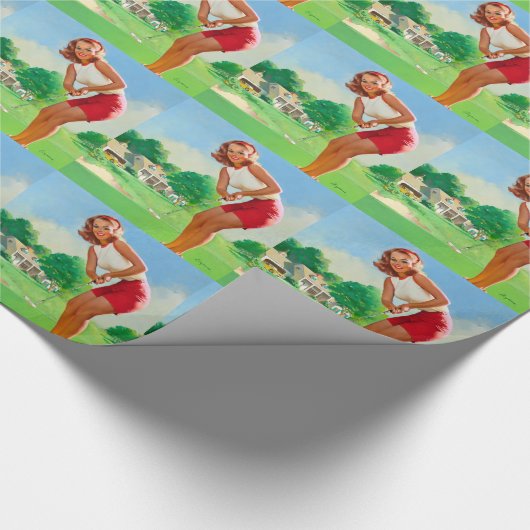 Golf Pin Up Cadeaupapier (Hoek)