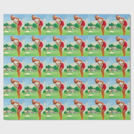 Golf Pin Up Cadeaupapier (Vlak)