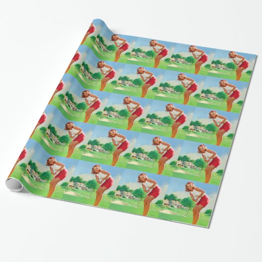 Golf Pin Up Cadeaupapier (Uitgerold)