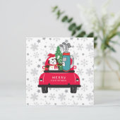 Golf Pinguïn golfer met golfkar Merry Christmas Kaart (Staand voorkant)