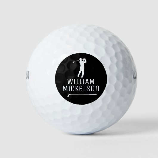 Golf Player Ball With His Name Black Golfballen (Voorkant)