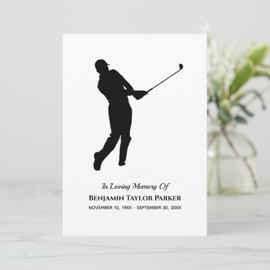 Golf Player Bereavement Sympathie Bedankkaart (Staand voorkant)
