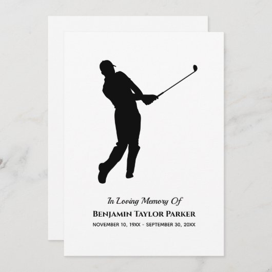 Golf Player Bereavement Sympathie Bedankkaart (Voorkant / Achterkant)