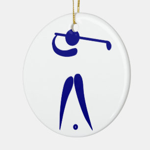 Golf Player Blue White Sports, voeg tekst en kleur Keramisch Ornament